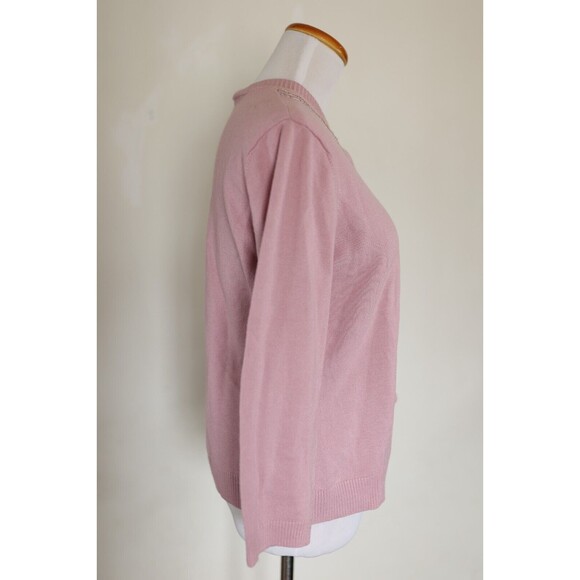 Vintage Y2K Pink Sequin Beaded Button Down Cardigan Coquette Preppy Pin Up M - Picture 13 of 13